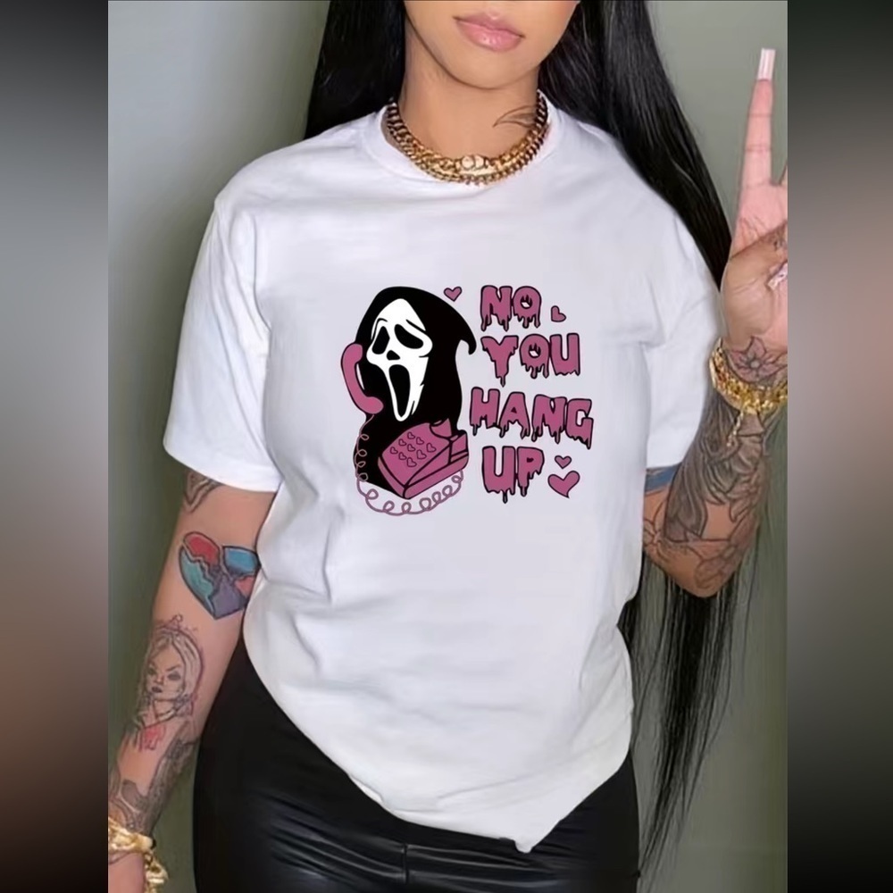 Halloween Ghostface Scream Graphic Tee Shirt NEW